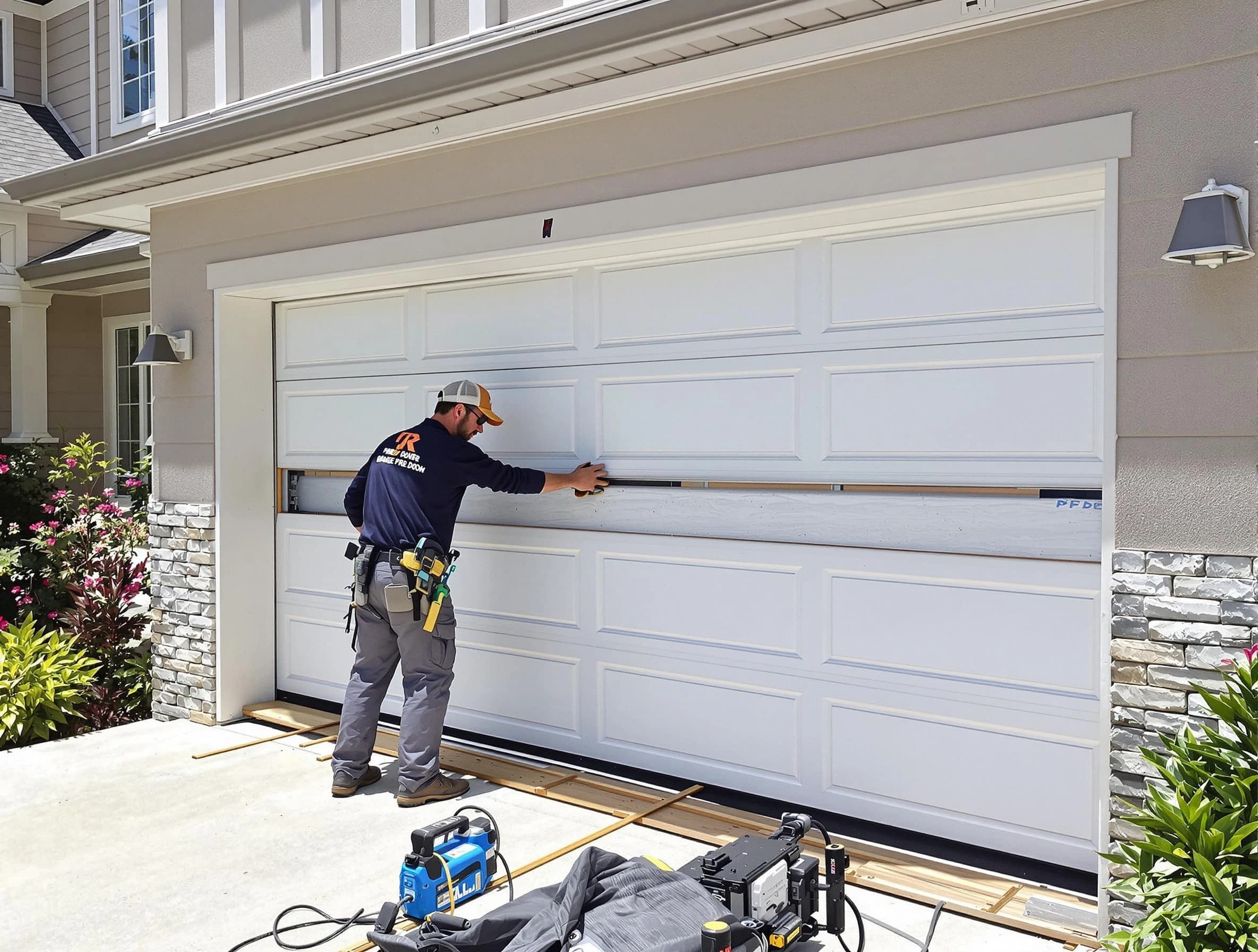 Reading Garage Door Repair team performing complete garage door replacement at Reading residence