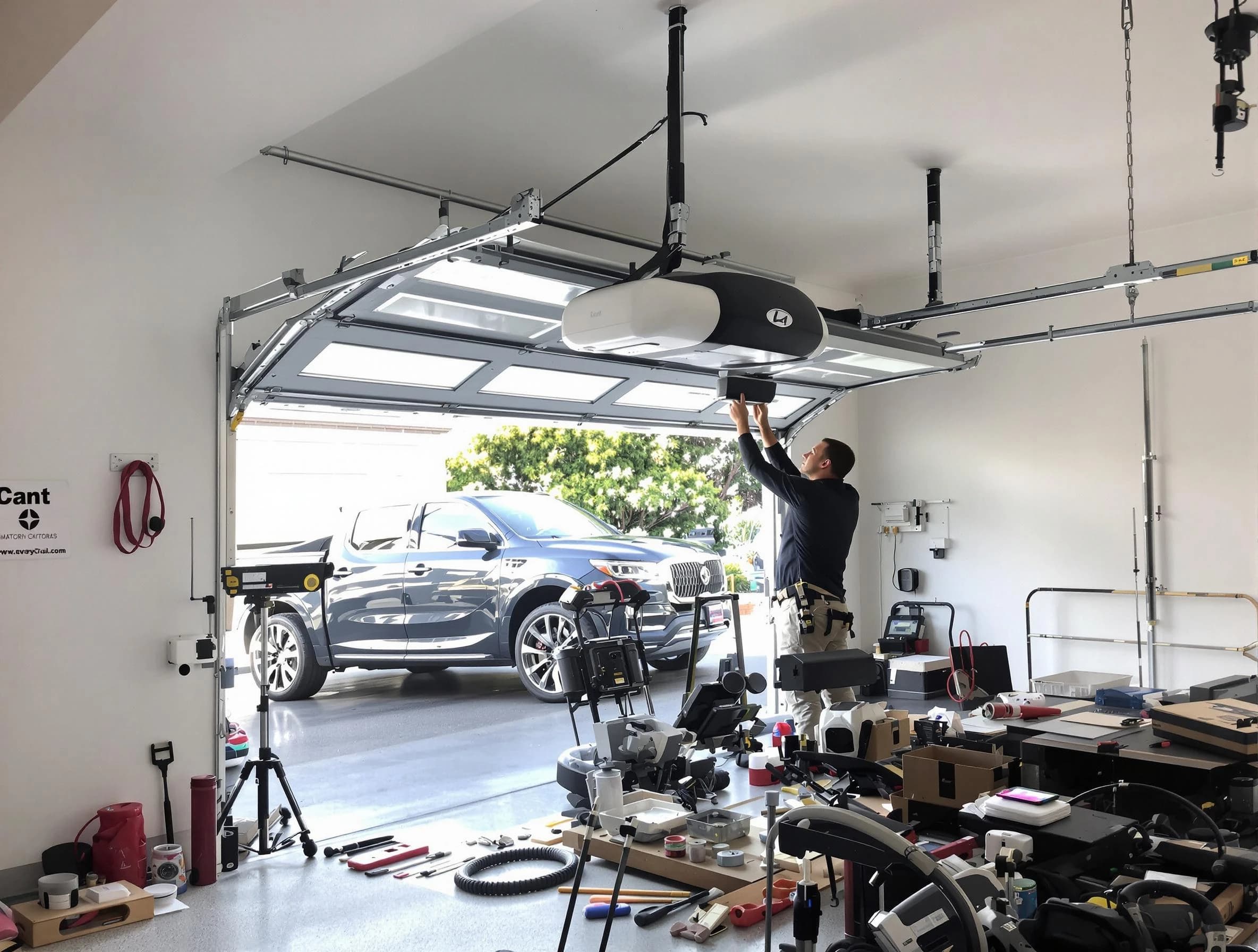Reading Garage Door Repair specialist installing smart garage door opener system in Reading home