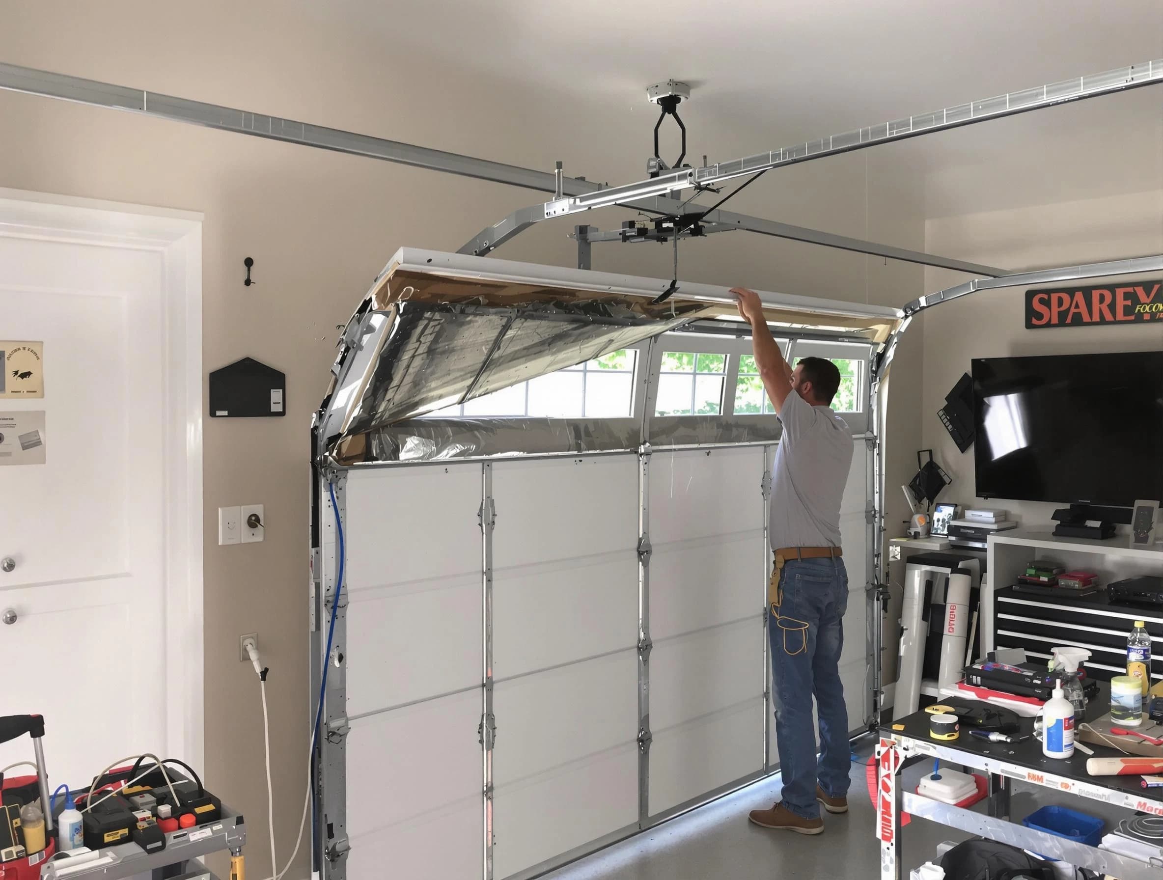 Garage door section replacement by Reading Garage Door Repair in Reading