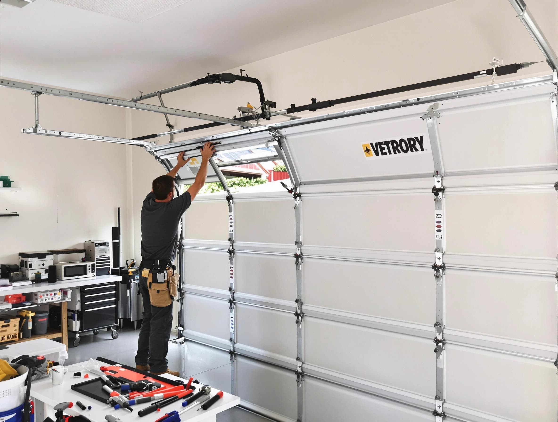 Reading Garage Door Repair technician performing section replacement in Reading