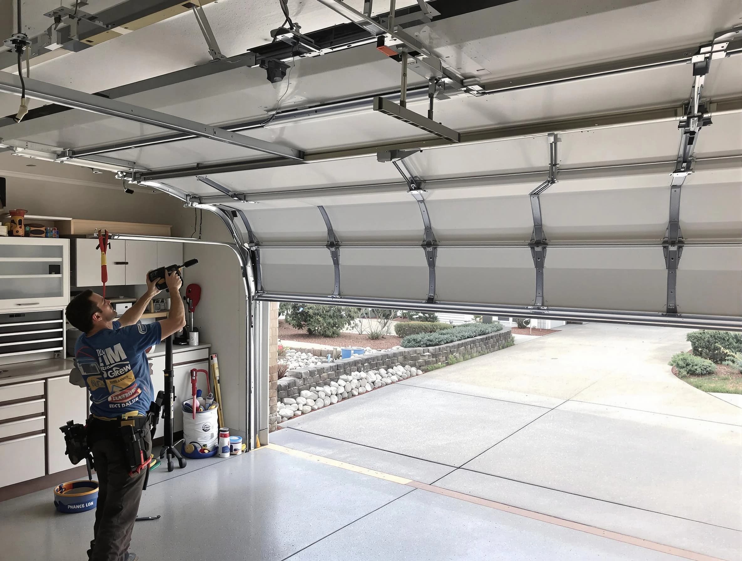 Garage door track repair service by Reading Garage Door Repair in Reading