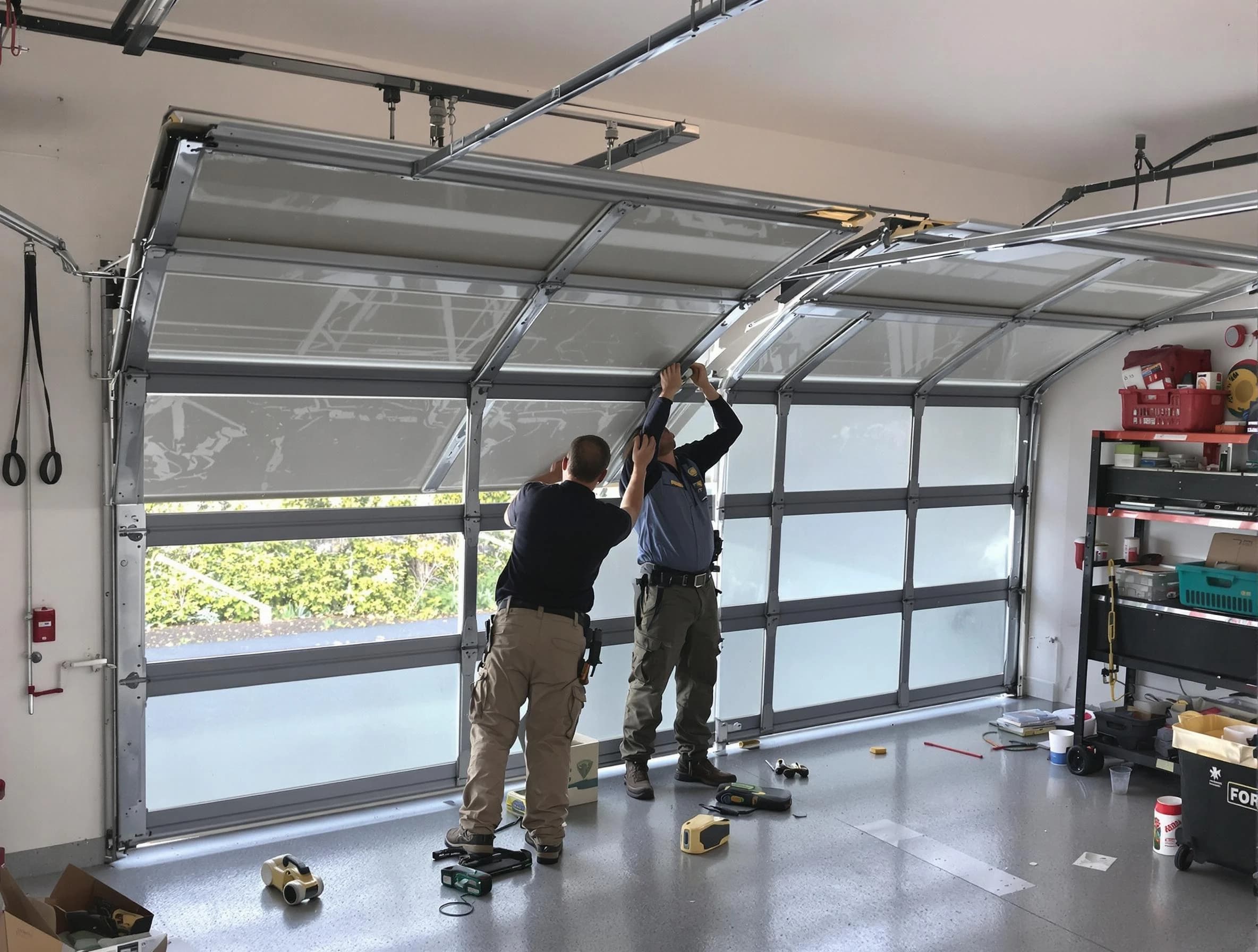 Reading Garage Door Repair expert performing precise panel replacement on Reading garage door