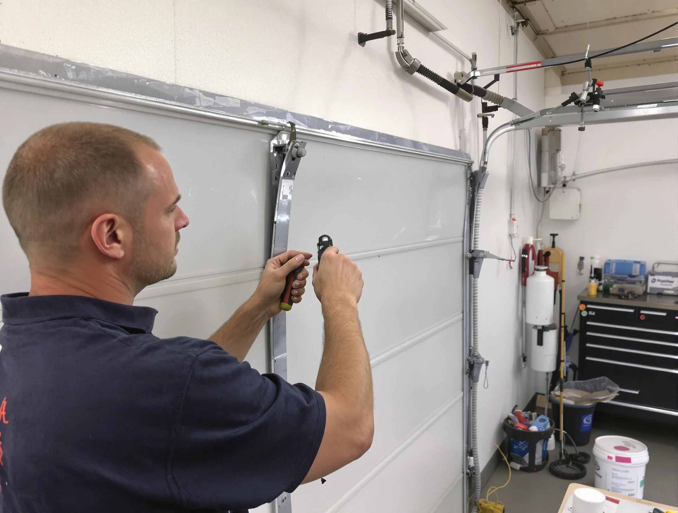 Before and after garage door dent repair by Reading Garage Door Repair in Reading